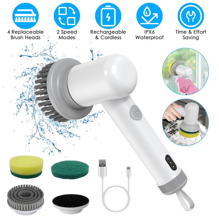 Cordless Electric Spin Scrubber - Multi - Surface Cleaning Kit